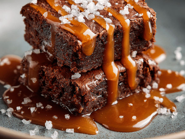 Best Brownies with Crunchy Salted Caramel Rice