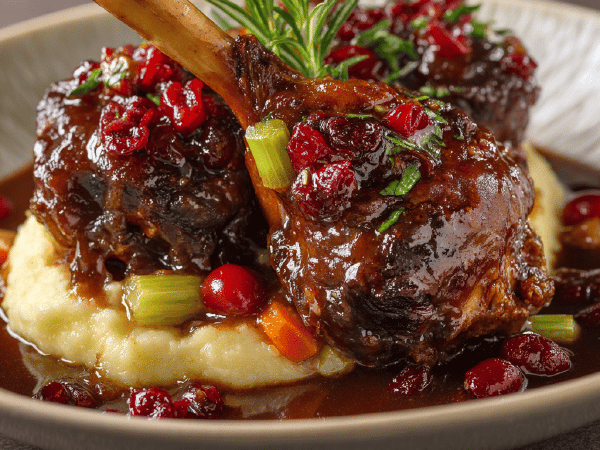 Easy Lamb Shanks with Cranberries and Rosemary Recipe